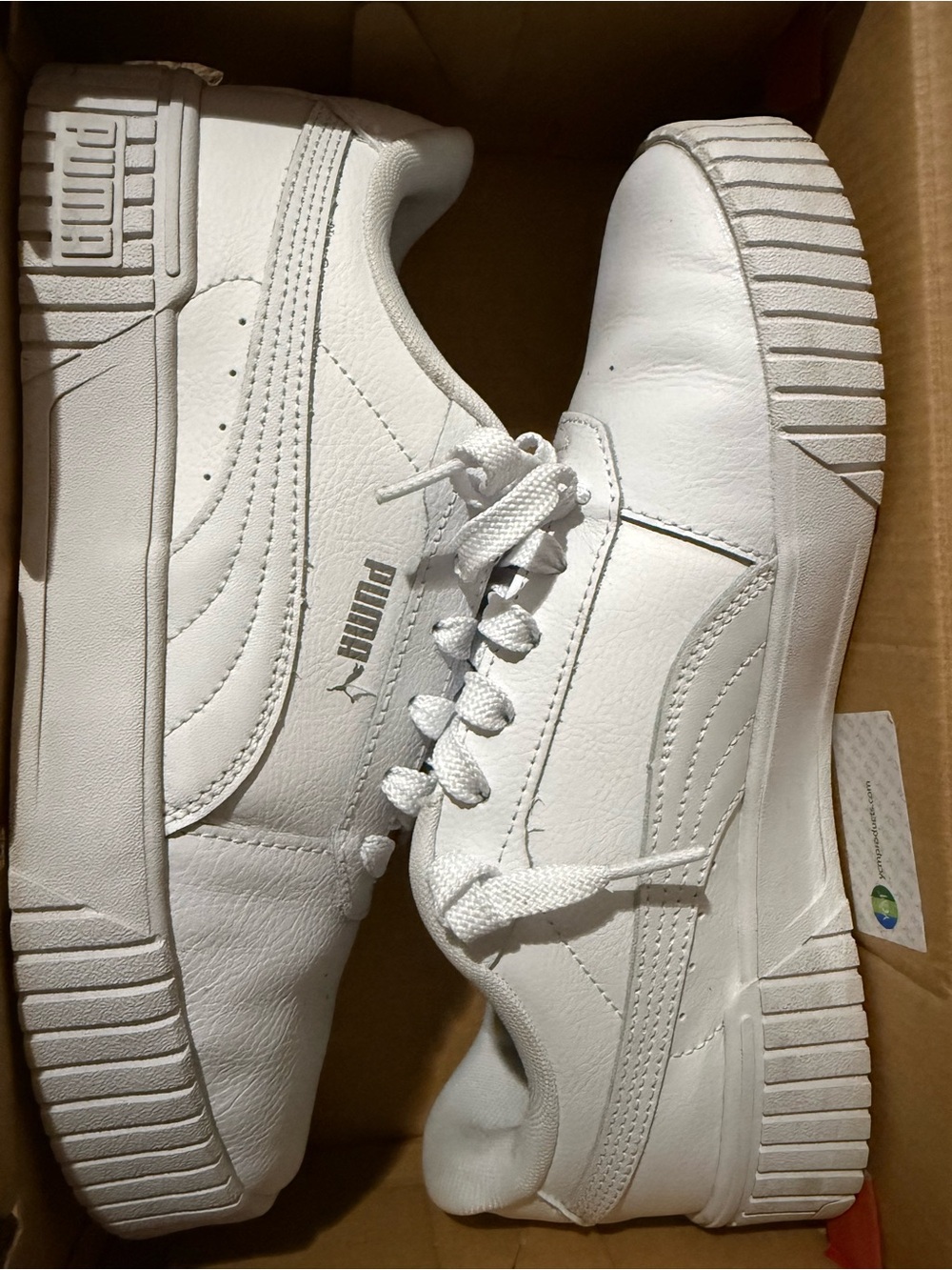Puma White Leather Platform Sneakers